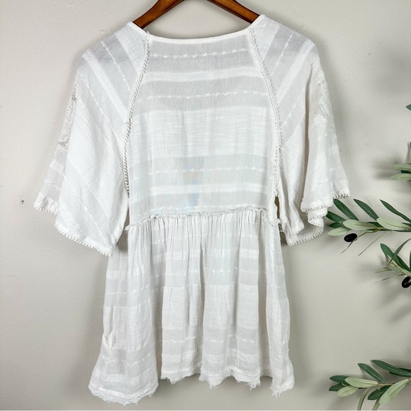 Bohemian Tassel White Tunic Top FREE PEOPLE Sedona - Picture 4 of 11